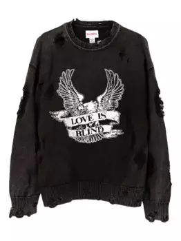 Толстовка с эффектом потертости и принтом KAMIYA, черный