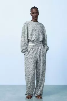 Толстовка с эффектом потертости и животным принтом ZARA, цвет leopard