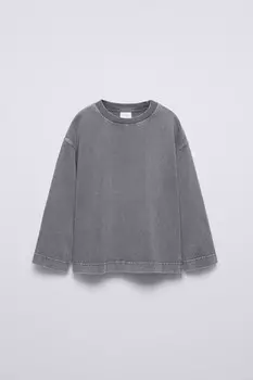 Толстовка с эффектом выцветания ZARA, серый