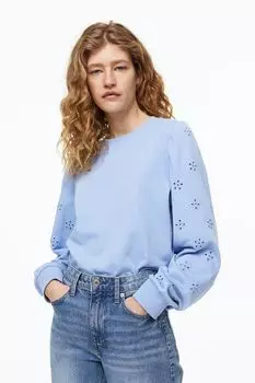 Толстовка с английской вышивкой H&M, светло-синий