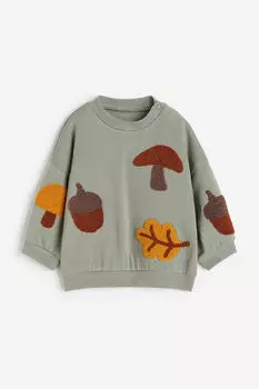 Толстовка с аппликацией H&M, хаки