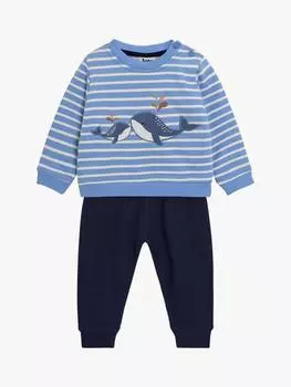 Толстовка с аппликацией из детского кита и комплект джоггеров для бега трусцой JoJo Maman Bb, синий