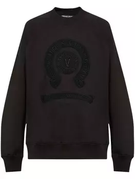 Толстовка с аппликацией логотипа Versace Jeans Couture, черный