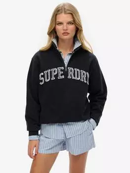 Толстовка с аппликацией спортивные предметы первой необходимости на молнии наполовину Superdry, цвет Eclipse Navy