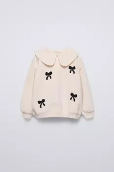Толстовка с аппликациями в виде банта ZARA, экрю