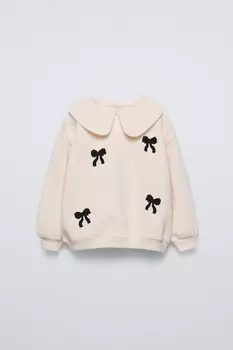 Толстовка с аппликациями в виде банта ZARA, экрю