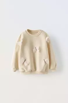 Толстовка с бабочками из тюля ZARA, экрю
