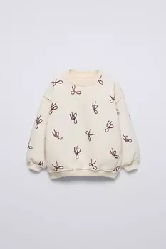 Толстовка с бантами ZARA, экрю/бежевый