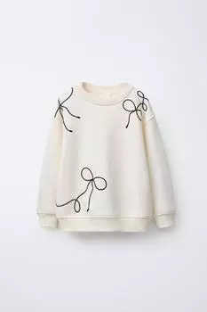 Толстовка с бантом из шнура ZARA, экрю