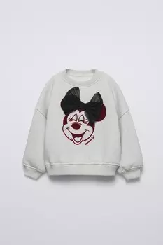 Толстовка с бантом из тюля минни маус disney ZARA, серый мергель