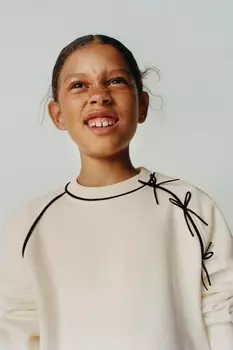 Толстовка с бантом ZARA, экрю