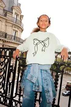 Толстовка с бантом ZARA, цвет морской волны
