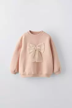 Толстовка с бантом ZARA, розовый
