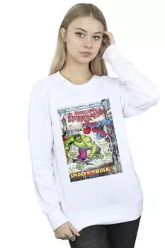 Толстовка с чехлом «Человек-паук против Халка» Marvel, белый