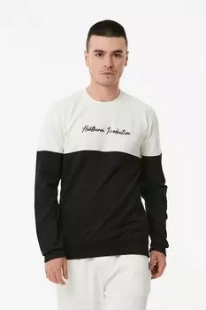 Толстовка с цветным блоком и текстовым принтом Fullamoda, экрю