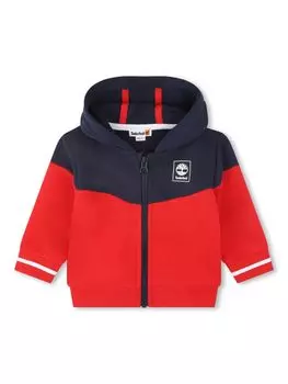 Толстовка с цветными блоками на молнии для малышей Timberland, оранжевый/темно-синий