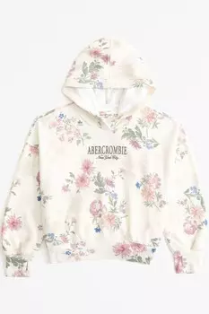 Толстовка с цветочным блестящим логотипом Abercrombie & Fitch, зеленый
