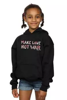 Толстовка с цветочным принтом Make Love Not War Woodstock, черный