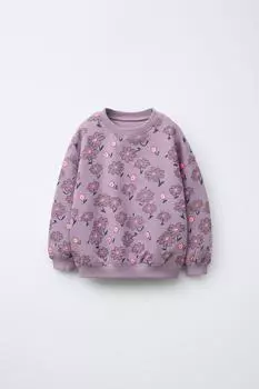 Толстовка с цветочным принтом ZARA, цвет Dark mauve