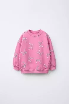 Толстовка с цветочным принтом ZARA, цвет Strawberry