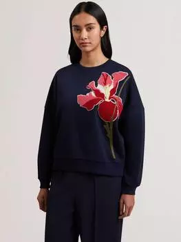 Толстовка с цветочным рисунком sanderr Ted Baker, цвет Navy/Red/Green