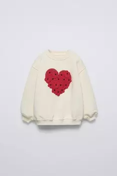 Толстовка с цветочным сердцем ZARA, экрю
