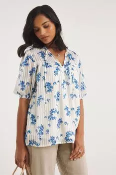 Толстовка с цветочными мотивами и полосатым узором и через голову Jd Williams, белый