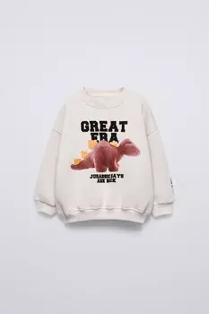 Толстовка с динозавром ZARA, цвет ice