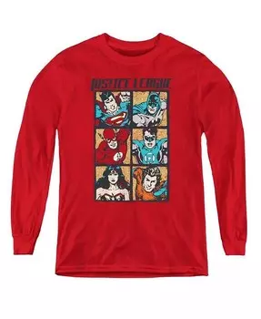 Толстовка с длинным рукавом Boys of America Youth Rough Panels Justice League, красный