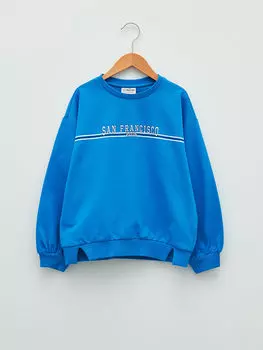 Толстовка с длинными рукавами для девочек с круглым вырезом и принтом LCW Kids