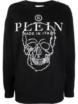 Толстовка с длинными рукавами и кристаллами Philipp Plein, черный