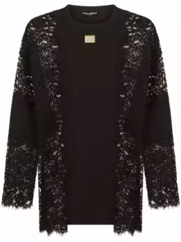 Толстовка с длинными рукавами и кружевом DOLCE & GABBANA, черный