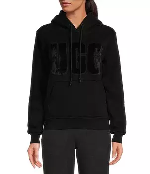 Толстовка с длинными рукавами и логотипом UGG Rey Fuzzy из искусственного меха, черный