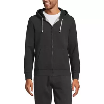 Толстовка с длинными рукавами и молнией во всю длину Lands' End Tall Serious Sweats, цвет Dark Charcoal Heather