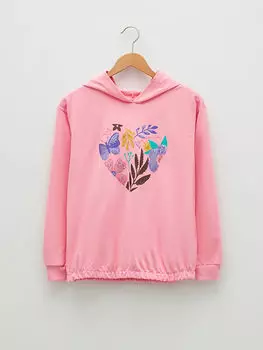 Толстовка с длинными рукавами и принтом для девочек с капюшоном LCW Kids