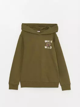 Толстовка с длинными рукавами и принтом для мальчиков LCW Kids, зеленый