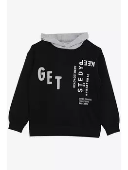 Толстовка с длинными рукавами и принтом для маленьких мальчиков Breeze, черный