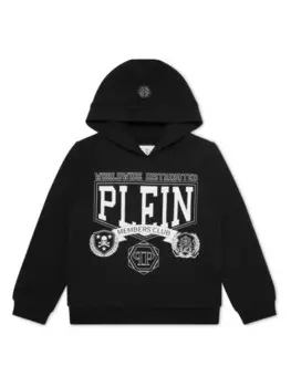 Толстовка с длинными рукавами и принтом логотипа Philipp Plein Junior, черный
