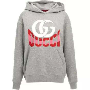 Толстовка с длинными рукавами и принтом логотипа GUCCI, серый