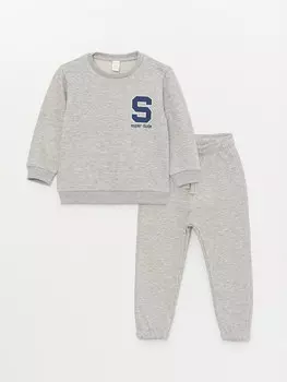 Толстовка с длинными рукавами и спортивный костюм для маленьких мальчиков с круглым вырезом, комплект из 2 предметов LCW baby