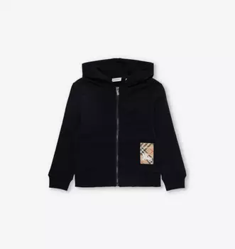 Толстовка с длинными рукавами из хлопкового трикотажа Brand-Patch для детей от 3 до 12 лет Burberry, черный