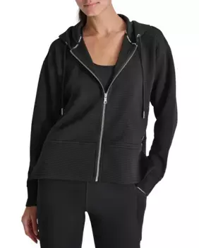 Толстовка с длинными рукавами на молнии, капюшоном и шнурками Dkny Jeans, черный