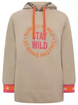 Толстовка с двумя сердечками, принт спереди, детальный капюшон Zwillingsherz, бежевый