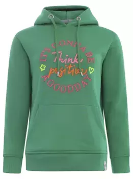 Толстовка с двумя сердечками, с капюшоном, крупным принтом спереди, неонового цвета Zwillingsherz, зеленый