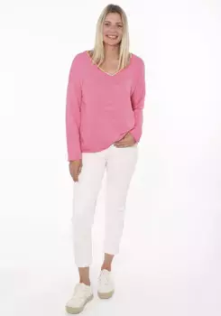 Толстовка с двумя сердечками, V-образный вырез с контрастной строчкой Zwillingsherz, розовый