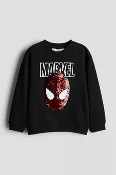 Толстовка с двусторонними пайетками H&M, черный