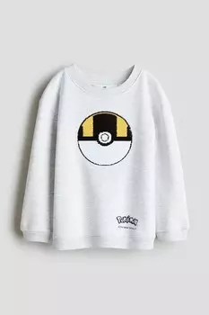 Толстовка с двусторонними пайетками H&M, серый