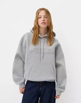 Толстовка с фактурным принтом Bershka, серый