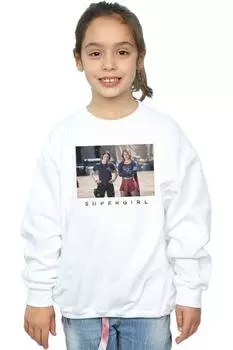 Толстовка с фотографиями сестер из сериала «Супергёрл» DC Comics, белый