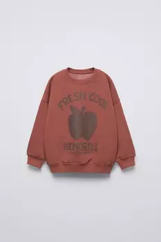 Толстовка с фруктовым принтом ZARA, бордовый